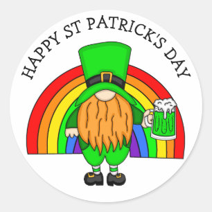 Happy St Patrick's Day   Gnome Leprechaun    Classic Round Sticker