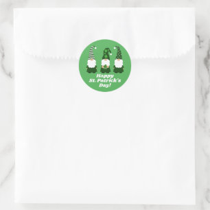 Happy St Patricks Day Gnomes Cute Classic Round Sticker