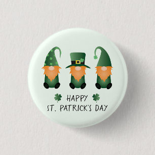 Happy St Patricks Day Gnomes Green 1 Inch Round Button