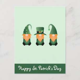 Happy St Patricks Day Gnomes Green Orange Postcard