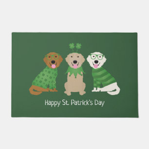 Happy St Patricks Day Golden Retriever Dogs Doormat