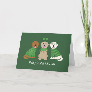 Happy St Patricks Day Golden Retriever Dogs Holiday Card
