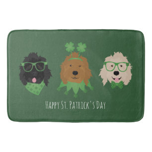 Happy St Patricks Day Goldendoodle Dogs Bath Mat
