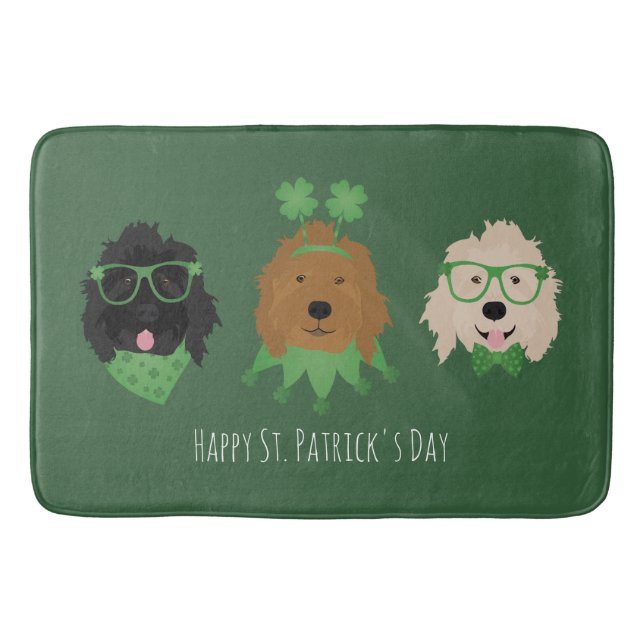 Happy St Patricks Day Goldendoodle Dogs Bath Mat (Front)