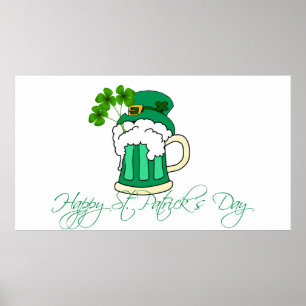 Happy St Patrick's Day Green Beer Shamrock Poster