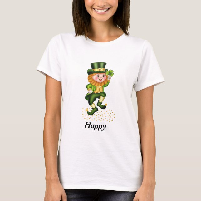 Happy St Patrick's Day Green Gnome T-Shirt (Front)