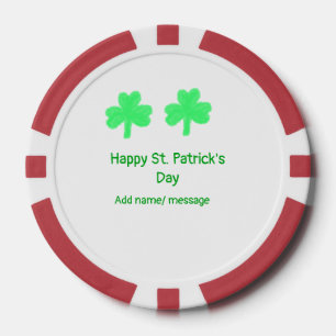 Happy St. Patrick's day green shamrock leaf add na Poker Chips
