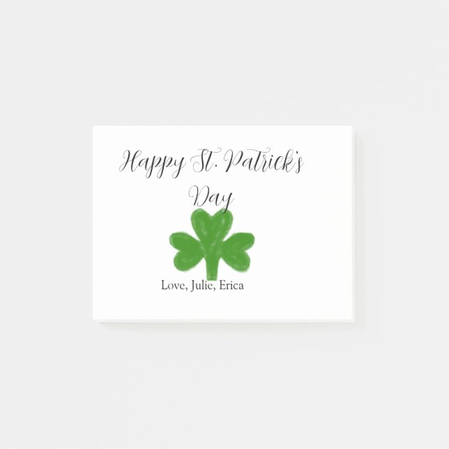 Happy St. Patrick's day green shamrock name  Post-it Notes (Front)
