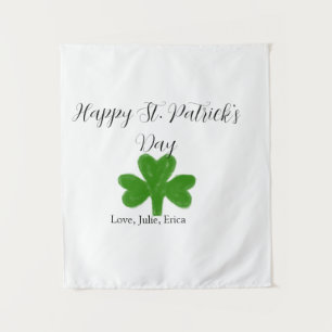 Happy St. Patrick's day green shamrock name  Tapestry