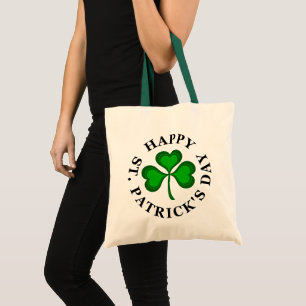 HAPPY ST. PATRICK'S DAY Green Shamrock Tote Bag