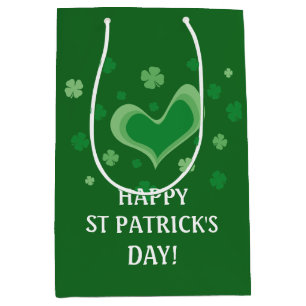 Happy St Patrick's Day green shamrocks custom Medium Gift Bag