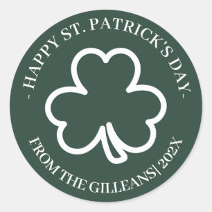 Happy St. patrick's day green Shamrocks family Classic Round Sticker
