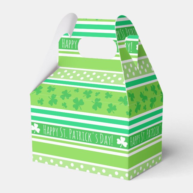 Happy St Patrick's Day Green Stripes Favor Box (Front Side)