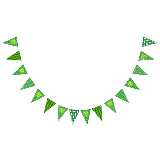 Happy St. Patrick's Day Green Tartan Lucky Clover Bunting Flags (All)