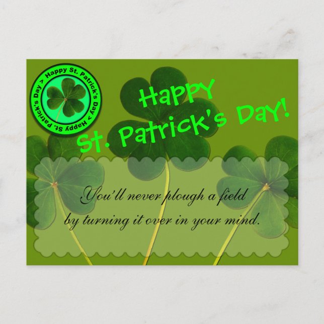 Happy St. Patrick's Day Greeting Wishes Postcard (Front)