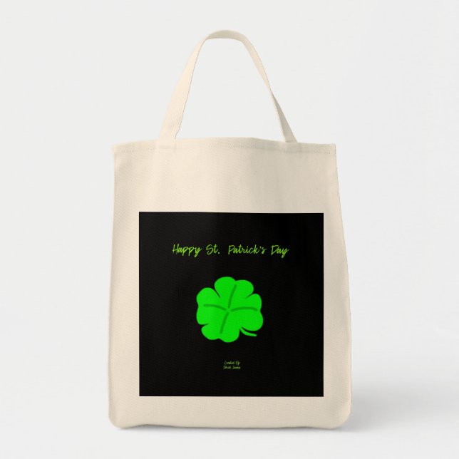 Happy St.  Patrick's Day Grocery Tote Bag (Front)