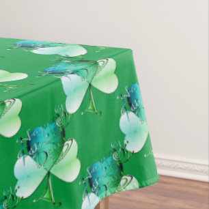 "Happy St. Patrick's Day" Hand-written Shamrocks Tablecloth