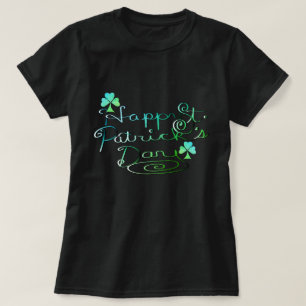 "Happy St. Patrick's Day" Hand-written w/Shamrocks T-Shirt
