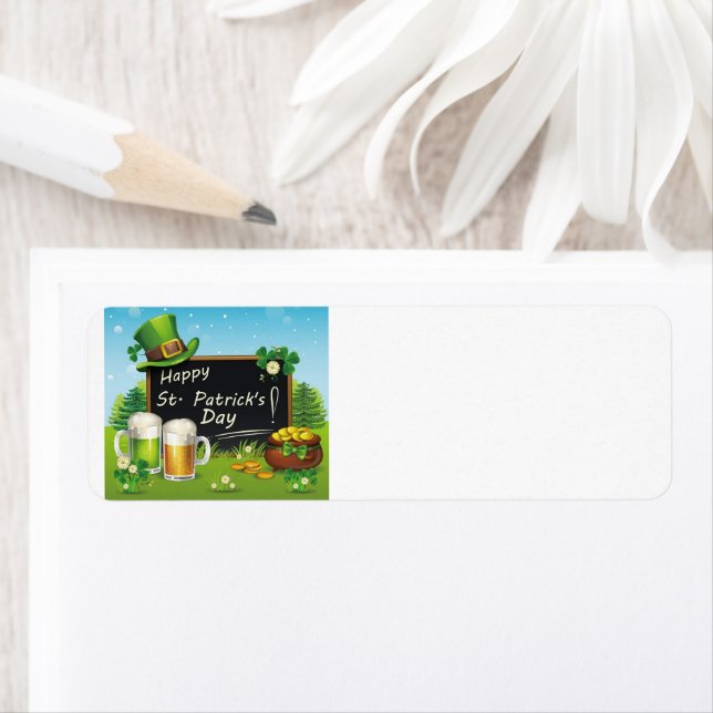 Happy St. Patrick's Day hat return address label (Insitu)