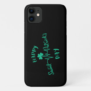 Happy St Patricks Day Heartbeat pulse Shamrock iPhone 11 Case