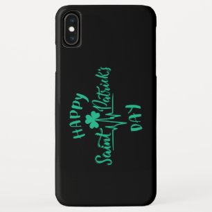 Happy St Patricks Day Heartbeat pulse Shamrock iPhone XS Max Case