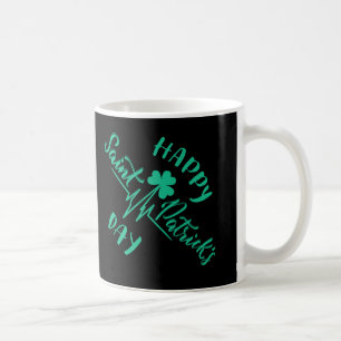Happy St Patricks Day Heartbeat pulse Shamrock Coffee Mug