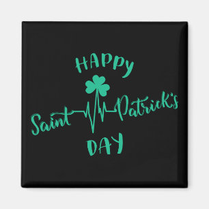 Happy St Patricks Day Heartbeat pulse Shamrock Magnet