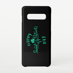 Happy St Patricks Day Heartbeat pulse Shamrock Samsung Galaxy Case