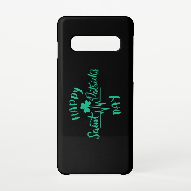 Happy St Patricks Day Heartbeat pulse Shamrock Samsung Galaxy Case (Back)
