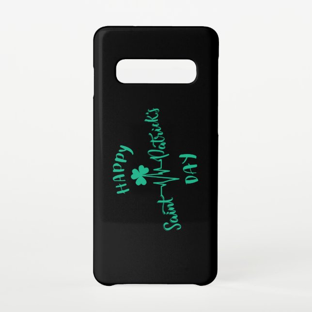 Happy St Patricks Day Heartbeat pulse Shamrock Samsung Galaxy Case (Back)