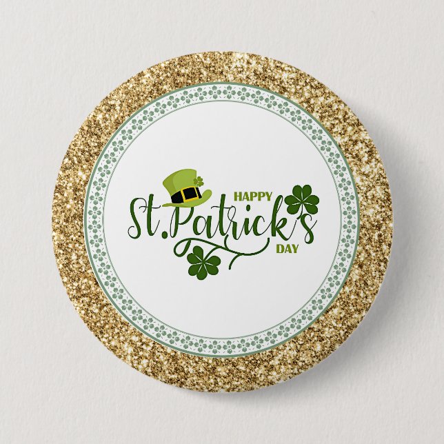 Happy St. Patrick's Day, holiday design, 3 Inch Round Button (Front)