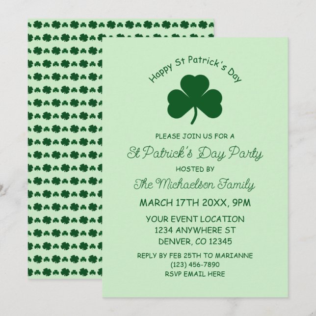 Happy St Patrick's Day Invitation (Front/Back)