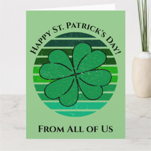 Happy St. Patrick's Day Irish 4 Leaf Clover Retro Card
