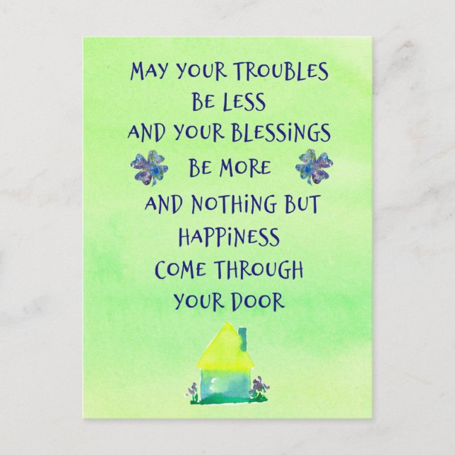 Happy St. Patrick's Day Irish Blessing For Home Postcard (Front)
