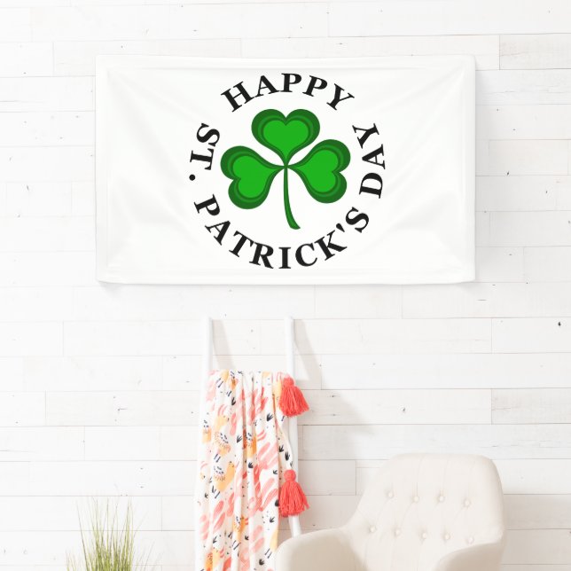 HAPPY ST. PATRICK'S DAY Irish Clover Shamrock Banner (Insitu)