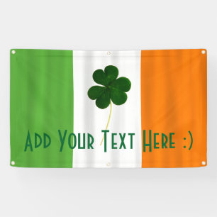 Happy St. Patrick's Day Irish Flag Shamrock Banner