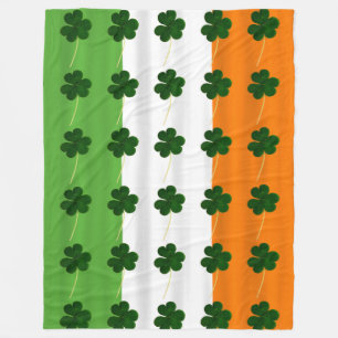 Happy St. Patrick's Day Irish Flag Shamrock Clover Fleece Blanket