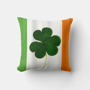 Happy St. Patrick's Day Irish Flag Shamrock Clover Throw Pillow