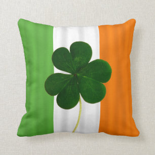 Happy St. Patrick's Day Irish Flag Shamrock Clover Throw Pillow