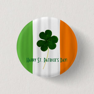 Happy St. Patrick's Day Irish Flag Shamrock Paddy 1 Inch Round Button