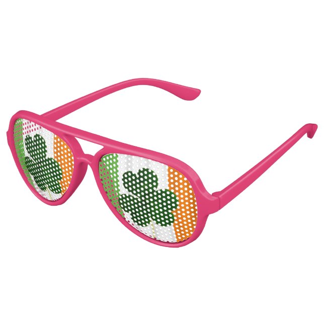 Happy St. Patrick's Day Irish Flag Shamrock Paddy Aviator Sunglasses (Angled)