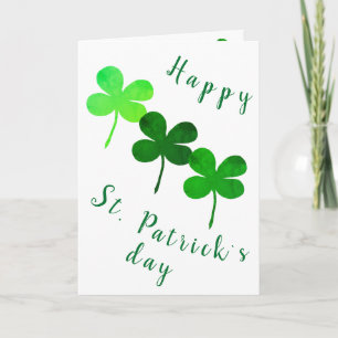 Happy St Patricks Day Irish Green Shamrock Card