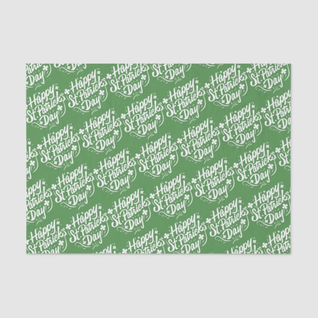 Happy St Patricks Day Irish Green Shamrock Custom Tissue Paper (Front)