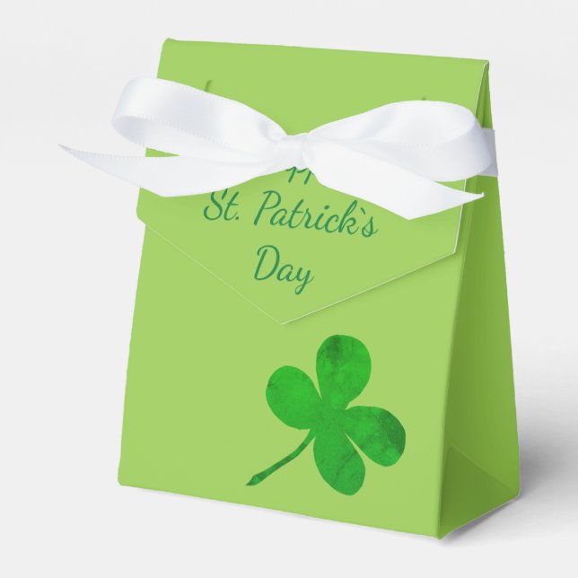 Happy St Patricks Day Irish Green Shamrock Favor Box (Front Side)
