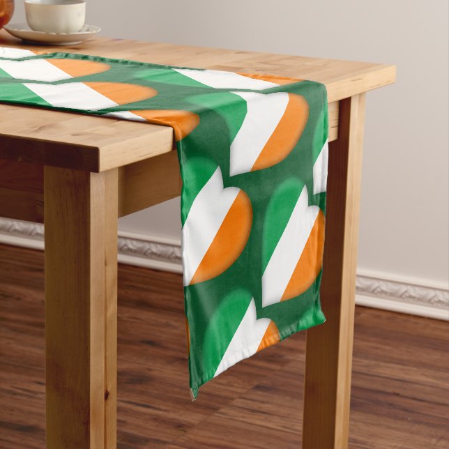 Happy St. Patrick's Day Irish Hearts Flag Pattern Long Table Runner (In Situ)