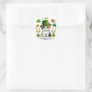 Happy St. Patrick's Day Kitten Square Sticker