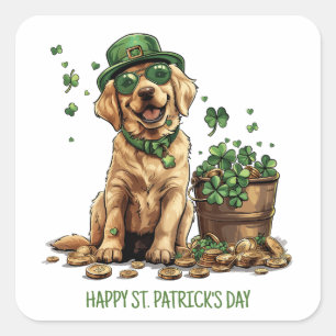 Happy St. Patrick's Day Labrador Retriever Dog Square Sticker