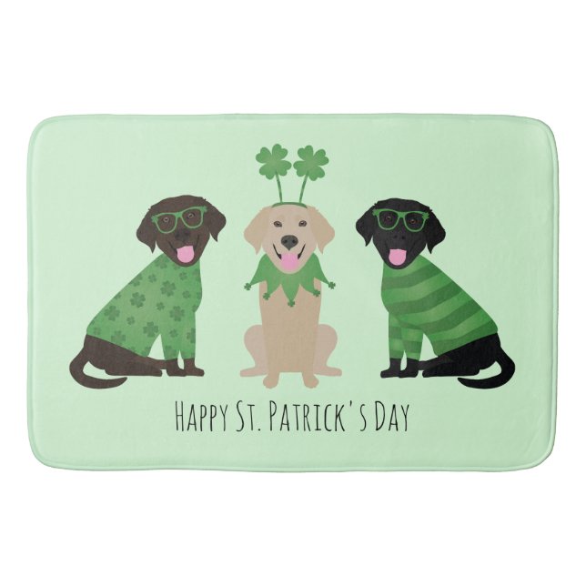 Happy St Patricks Day Labrador Retriever Dogs Bath Mat (Front)