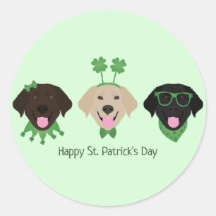 Happy St Patricks Day Labrador Retriever Dogs Classic Round Sticker
