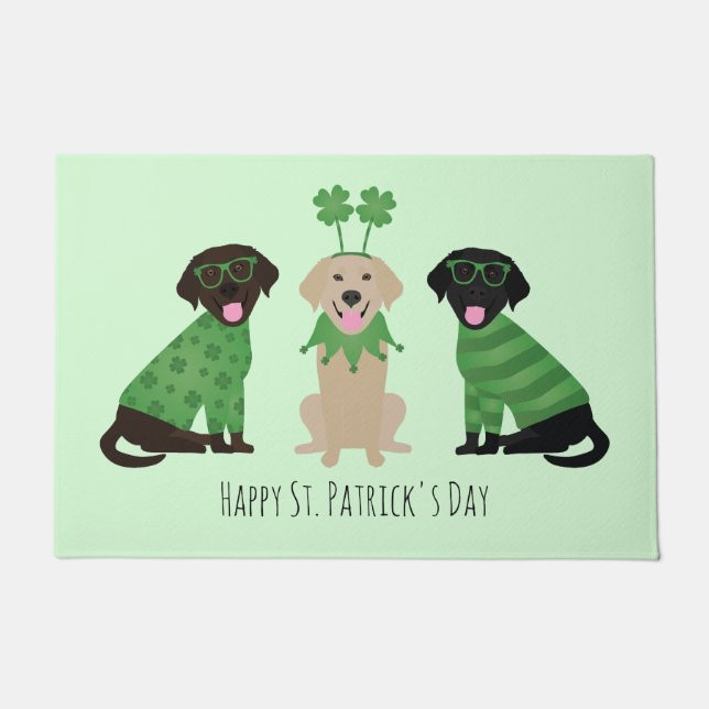 Happy St Patricks Day Labrador Retriever Dogs Doormat (Front)